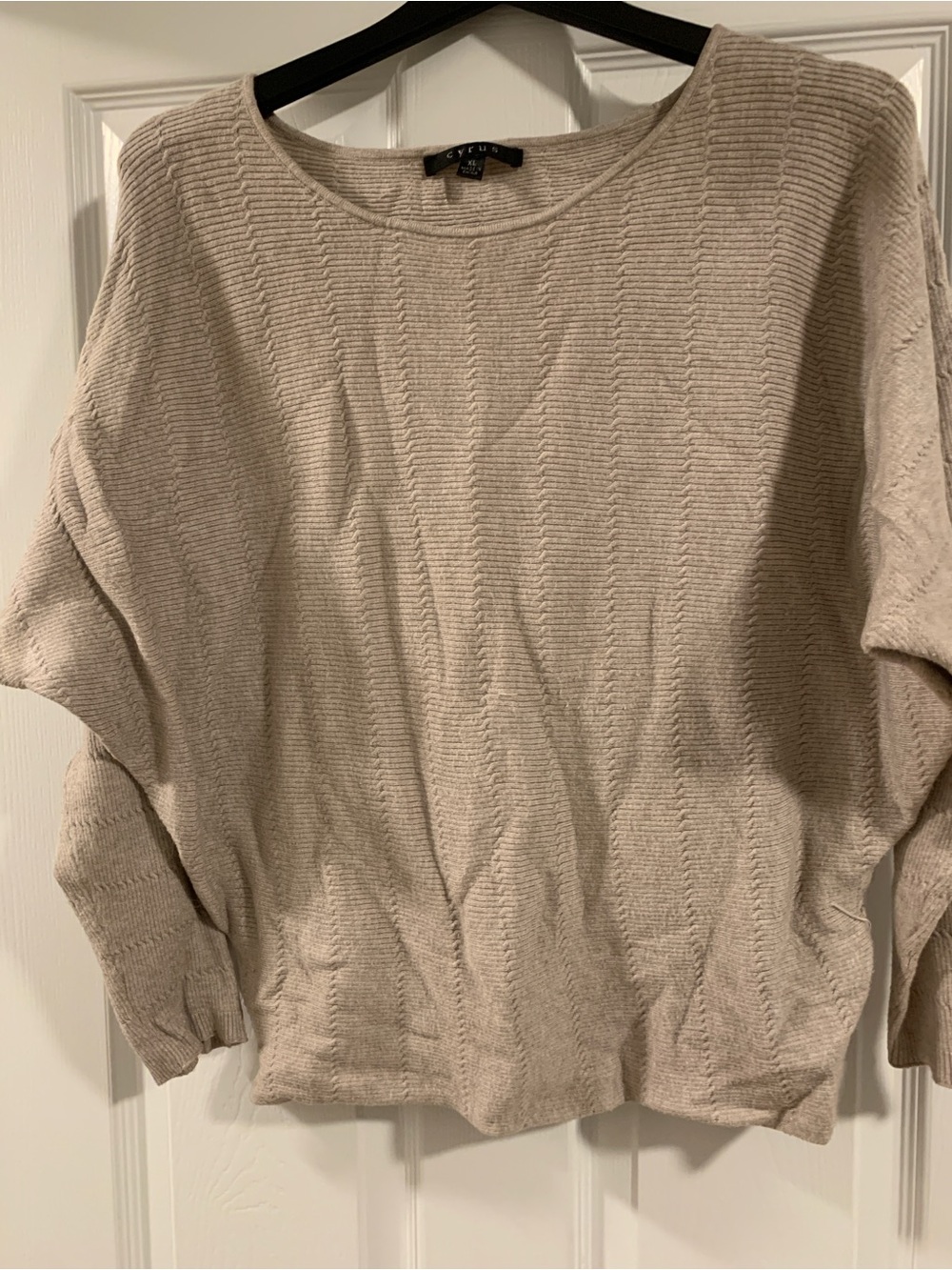 Cyrus Neutral Beige Scoop Neck Knit Sweater